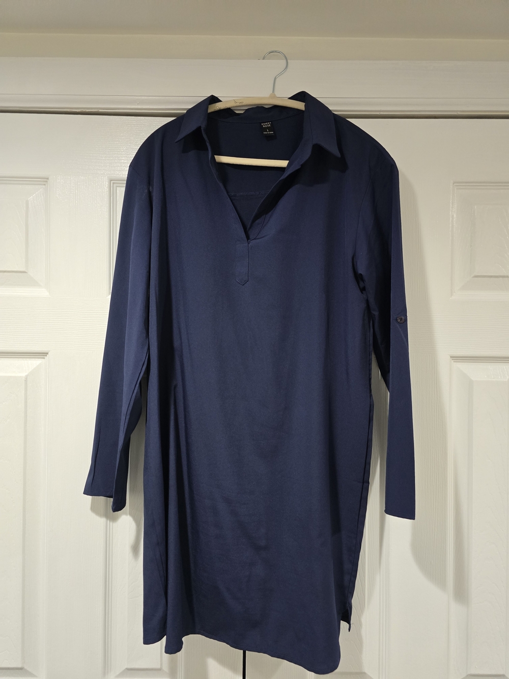 Men's Navy Long-Sleeve Polo Tunic